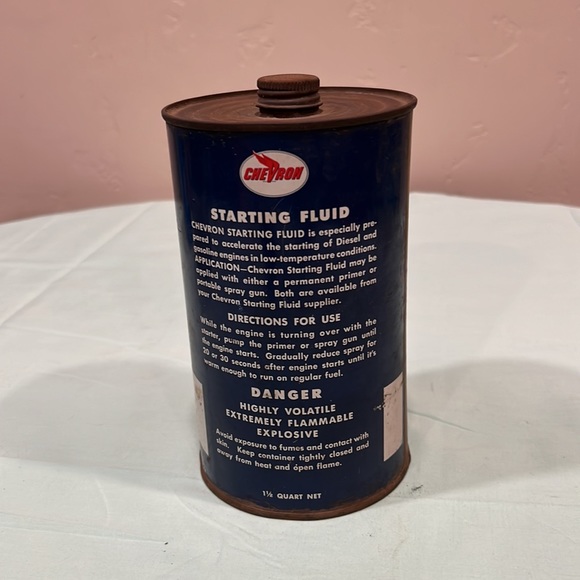 Antique Chevron Starting Fluid Oil Tin - Picture 2 of 4